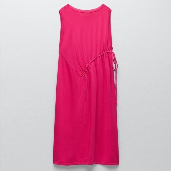 Zara Knit Ruched Dress Fuchsia Barbiecore Barbie Core - Picture 7 of 8